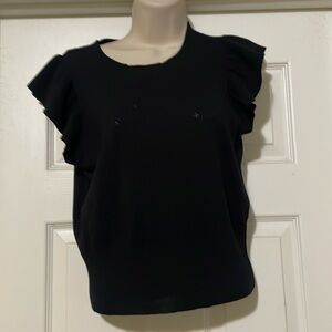 New Black Flutter Sleeve Sweater Top by Hooked Up- Juniors Size M